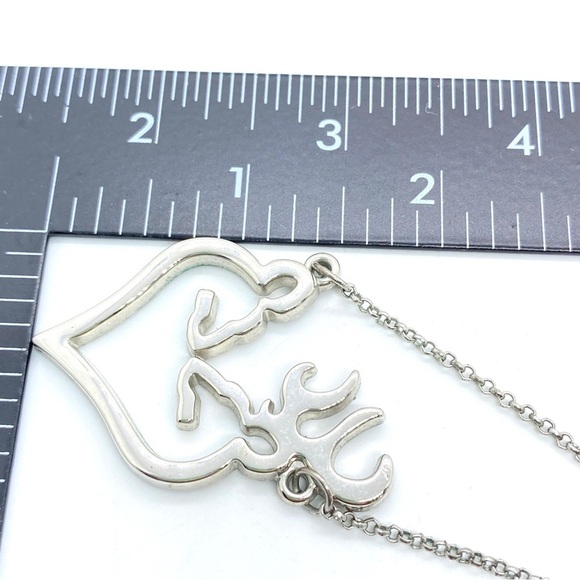 Heart Shape Deer Lovers Silver Tone Charm Pendant - Picture 2 of 4